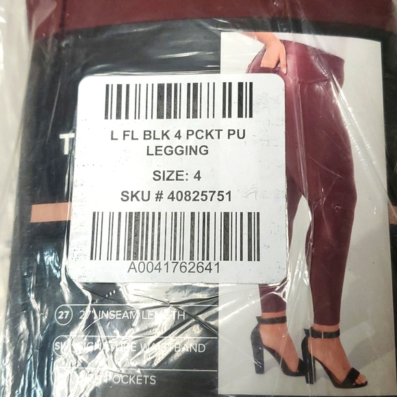 ❤️NWT VINTAGE TORRID LEGGING - FAUX VEGAN LEATHER - POCKETS MERLOT PLUS SIZE - Picture 10 of 13